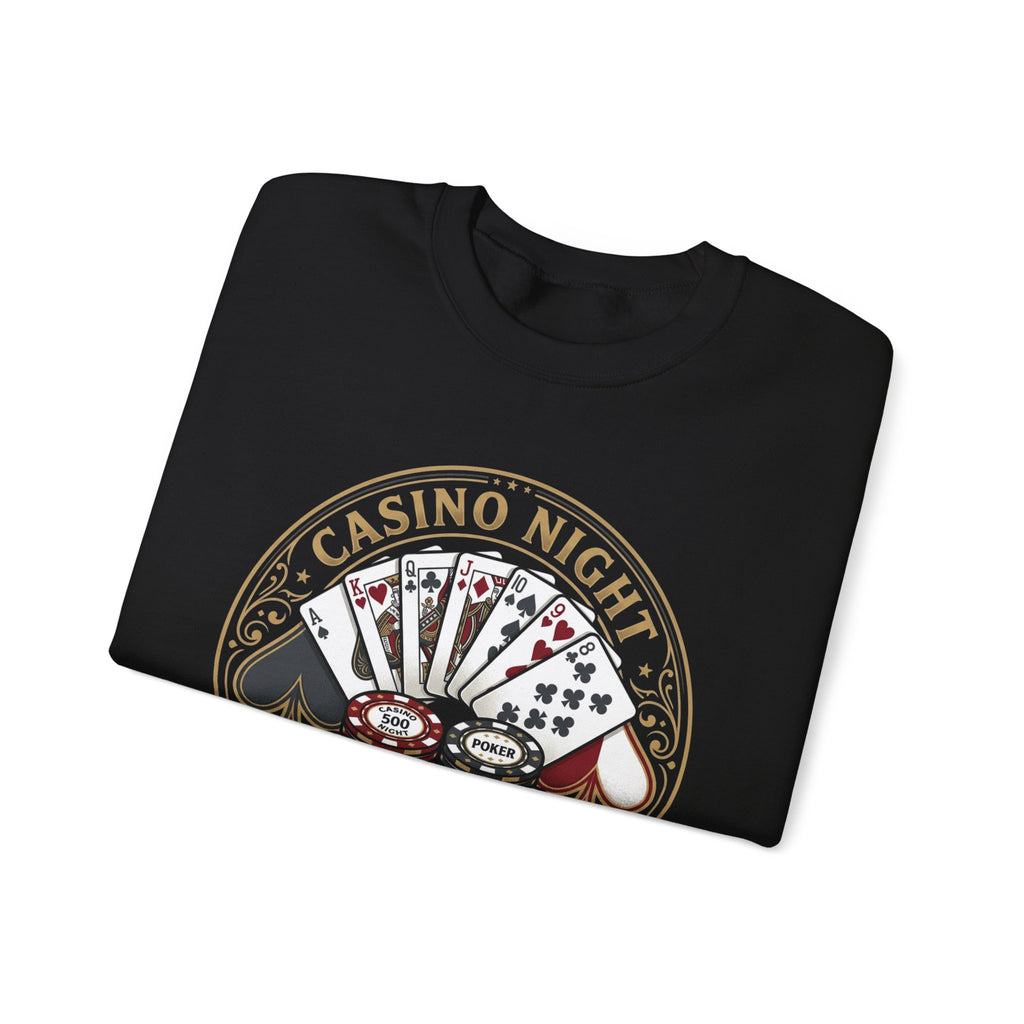 Casino Night Poker Sweatshirt — 'Poker Club Night' Vintage Card & Chips Crewneck