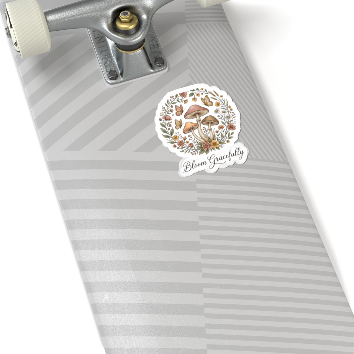 Mushroom Floral Sticker — "Bloom Gracefully" Kiss-Cut Vinyl Decal