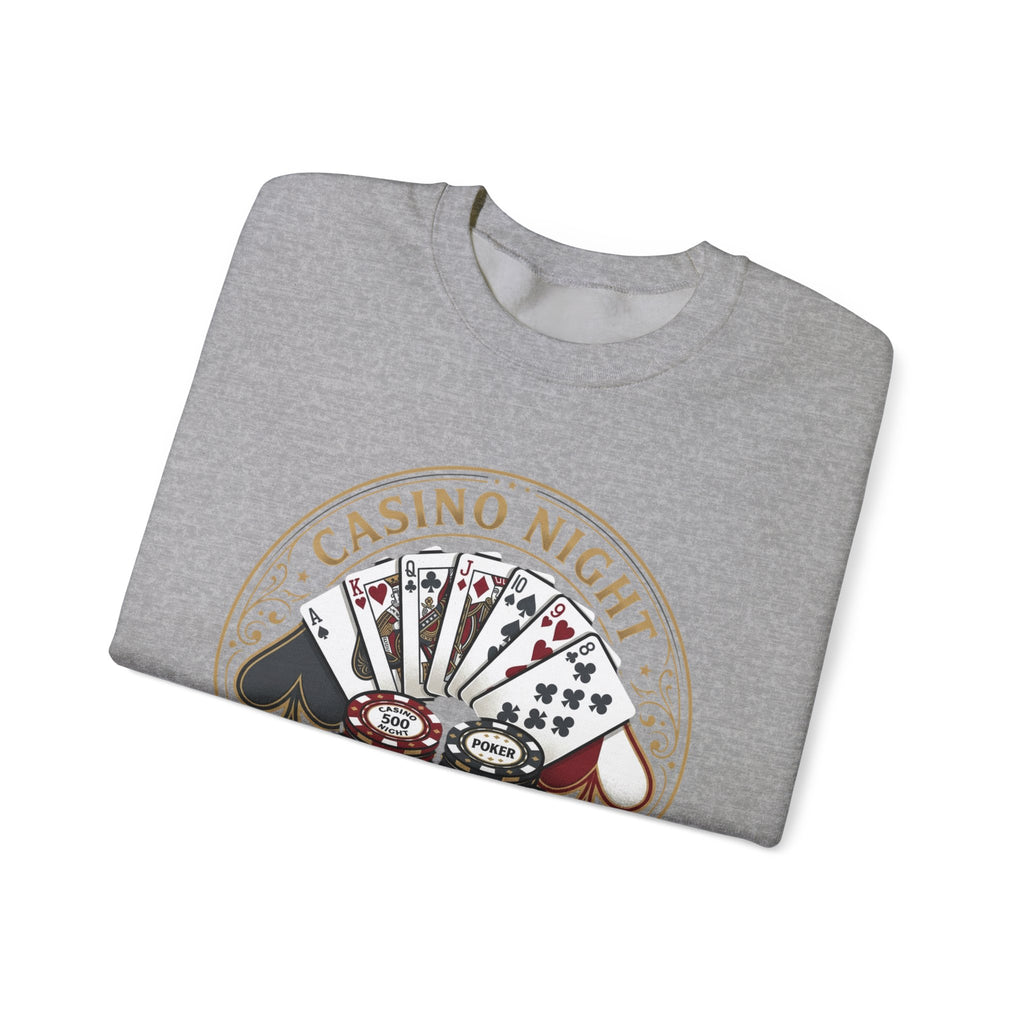 Casino Night Poker Sweatshirt — 'Poker Club Night' Vintage Card & Chips Crewneck