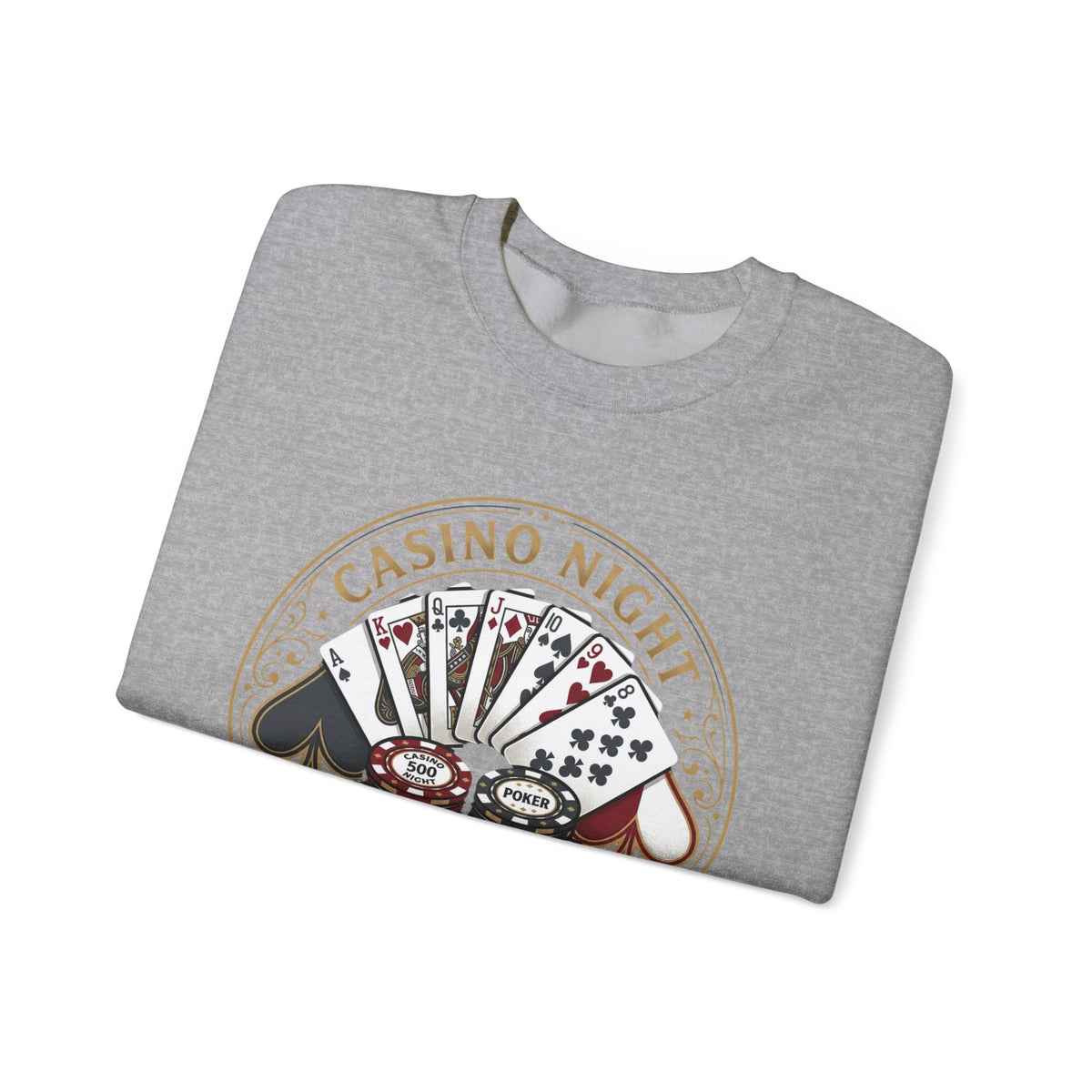 Casino Night Poker Sweatshirt — 'Poker Club Night' Vintage Card & Chips Crewneck