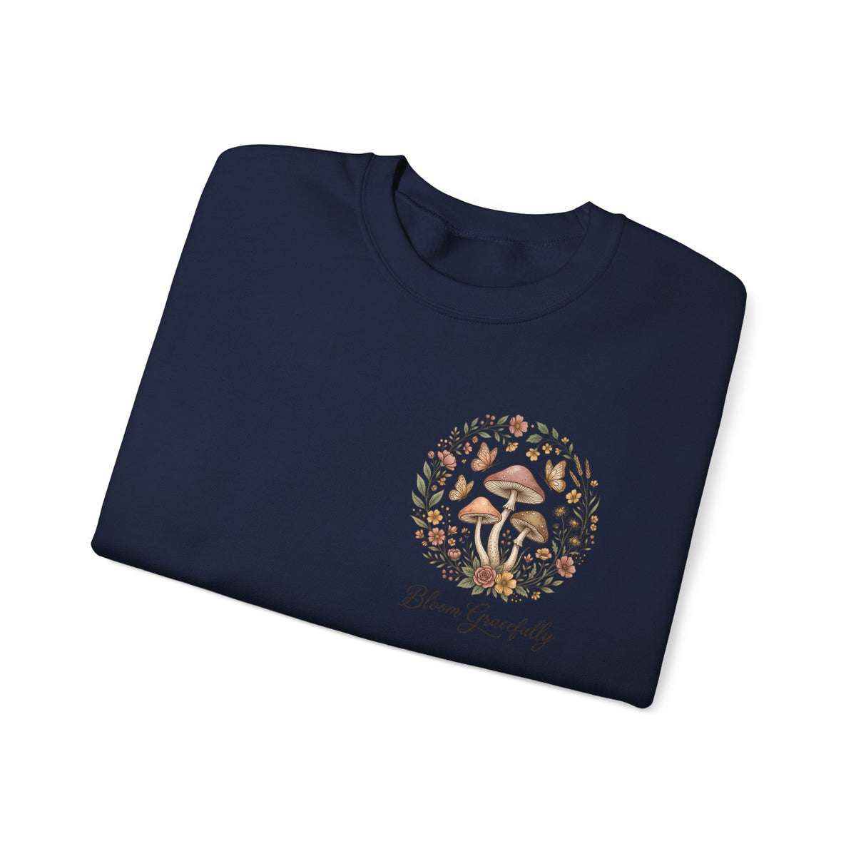 Mushroom Garden Crewneck Sweatshirt – Bloom Gracefully Botanical Graphic