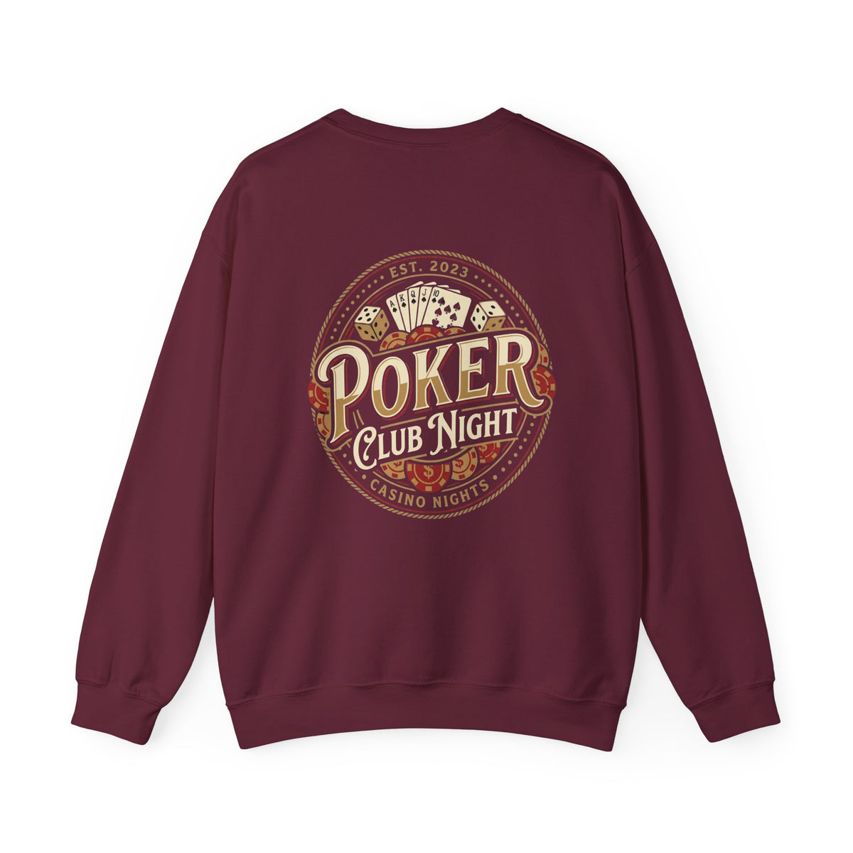 Casino Night Poker Sweatshirt — 'Poker Club Night' Vintage Card & Chips Crewneck