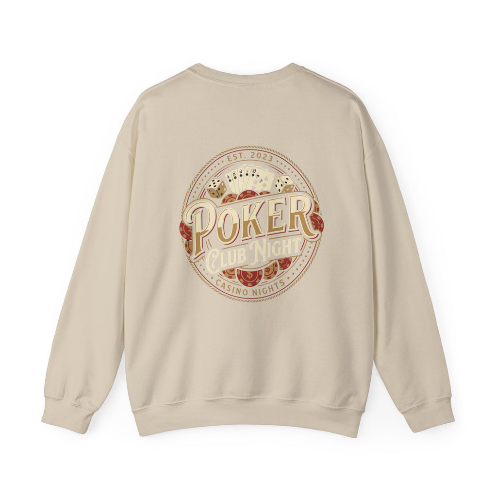 Casino Night Poker Sweatshirt — 'Poker Club Night' Vintage Card & Chips Crewneck