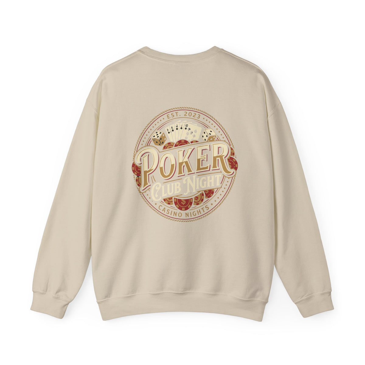 Casino Night Poker Sweatshirt — 'Poker Club Night' Vintage Card & Chips Crewneck