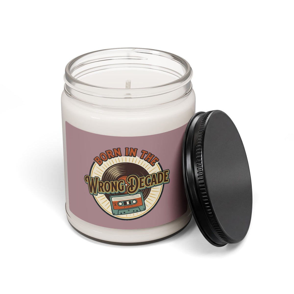 Soy Candle — 'Born in the Wrong Decade' Retro Cassette & Vinyl Scented Candle (9oz)