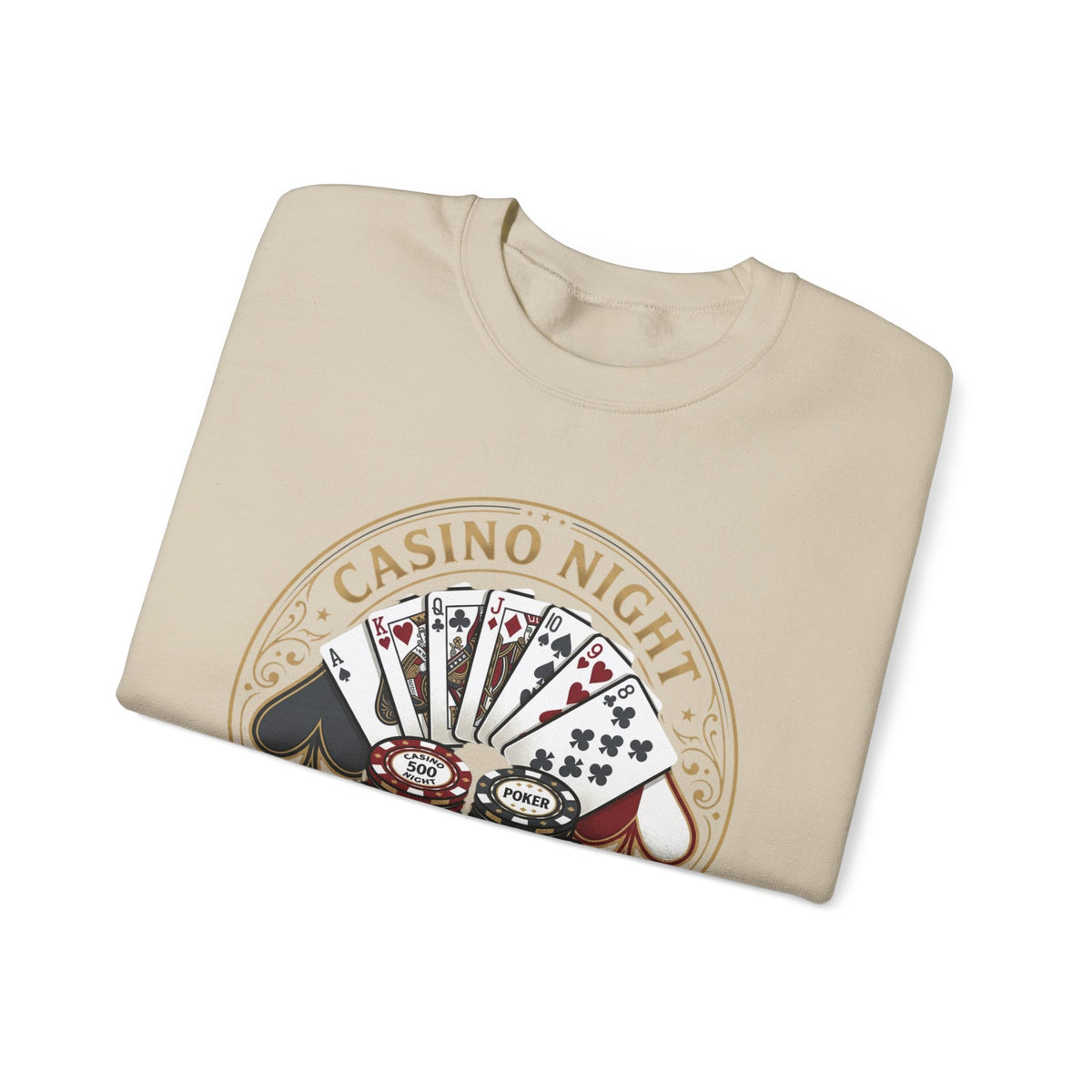 Casino Night Poker Sweatshirt — 'Poker Club Night' Vintage Card & Chips Crewneck