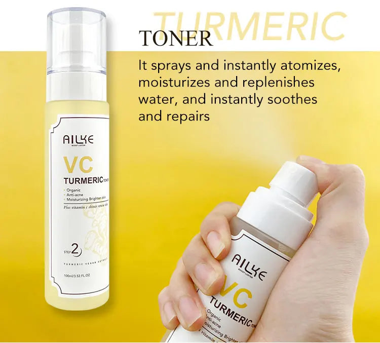 AILKE Organic Turmeric Whitening Skin Care Set, with Vitamin C, Clean Skin, Reduce Acne, Hydrating and Firming for Women