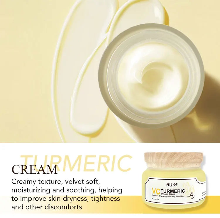 AILKE Organic Turmeric Whitening Skin Care Set, with Vitamin C, Clean Skin, Reduce Acne, Hydrating and Firming for Women