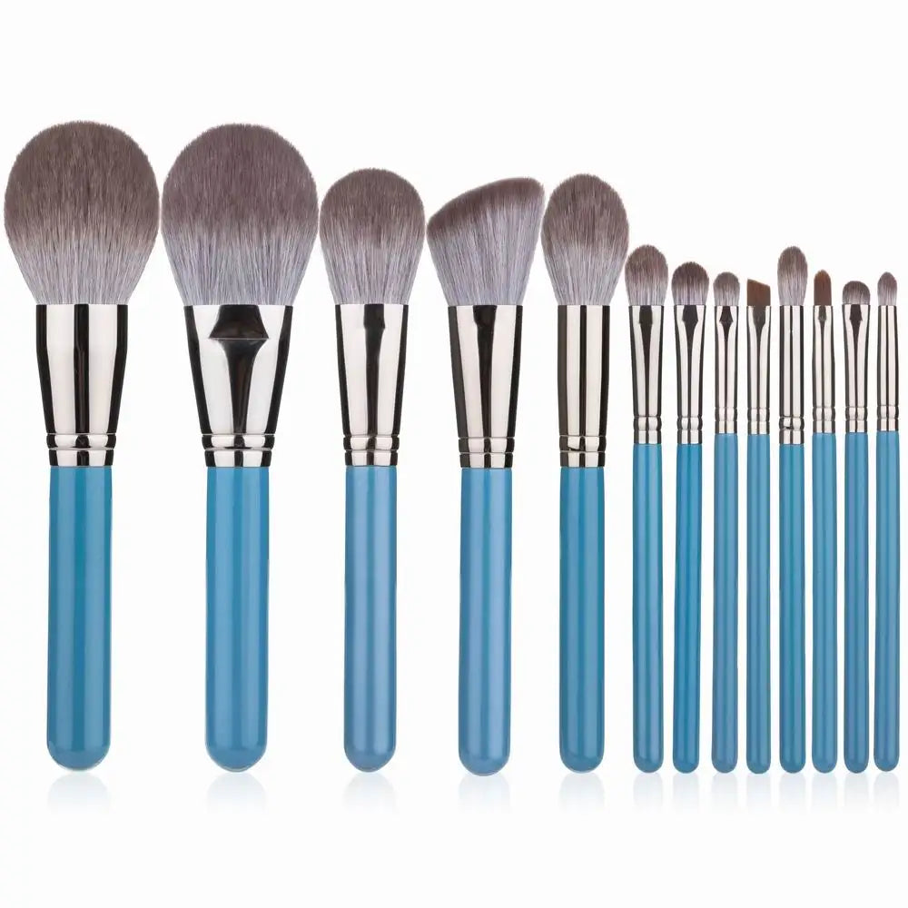 Makeup Brushes Set 13pcs with Leather Bag Foundation Powder Blush Eyeshadow Eyebrow Brush Soft Hair Cosmetic Makeup Tool