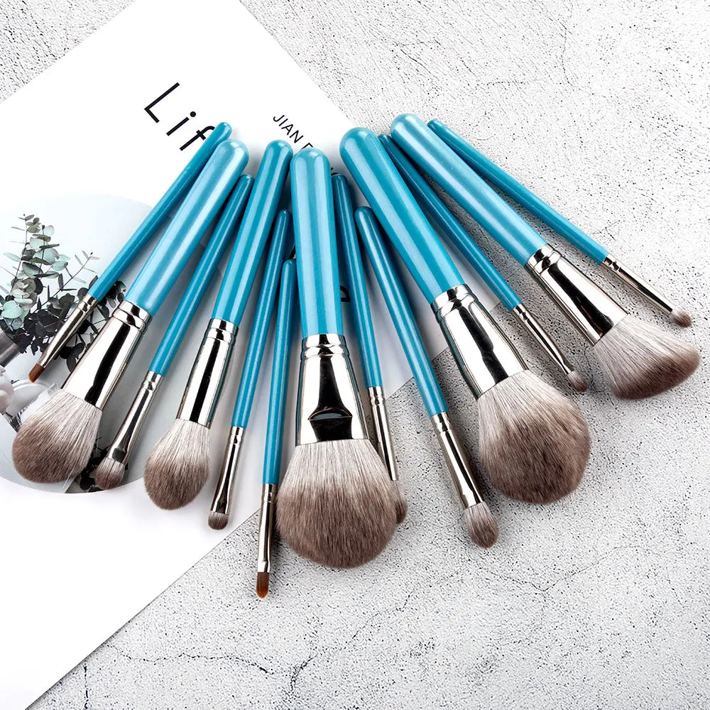 Makeup Brushes Set 13pcs with Leather Bag Foundation Powder Blush Eyeshadow Eyebrow Brush Soft Hair Cosmetic Makeup Tool