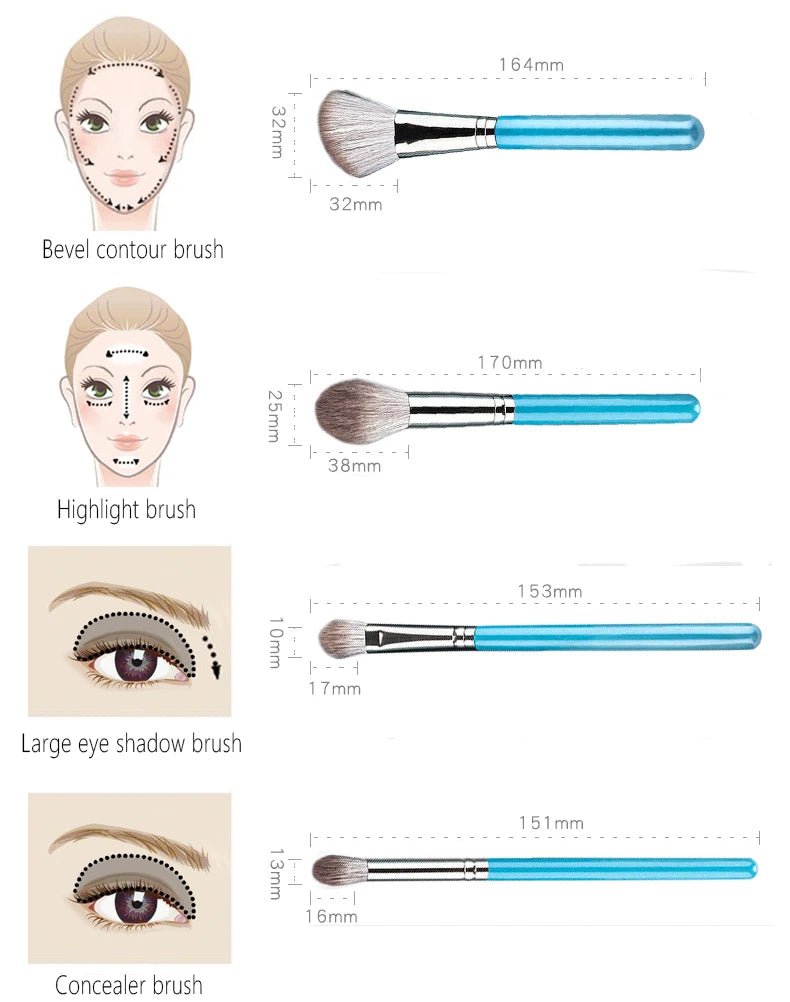 Makeup Brushes Set 13pcs with Leather Bag Foundation Powder Blush Eyeshadow Eyebrow Brush Soft Hair Cosmetic Makeup Tool
