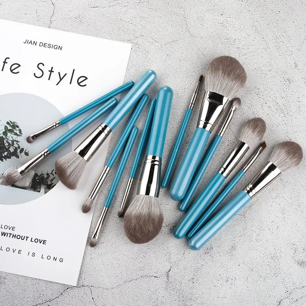 Makeup Brushes Set 13pcs with Leather Bag Foundation Powder Blush Eyeshadow Eyebrow Brush Soft Hair Cosmetic Makeup Tool
