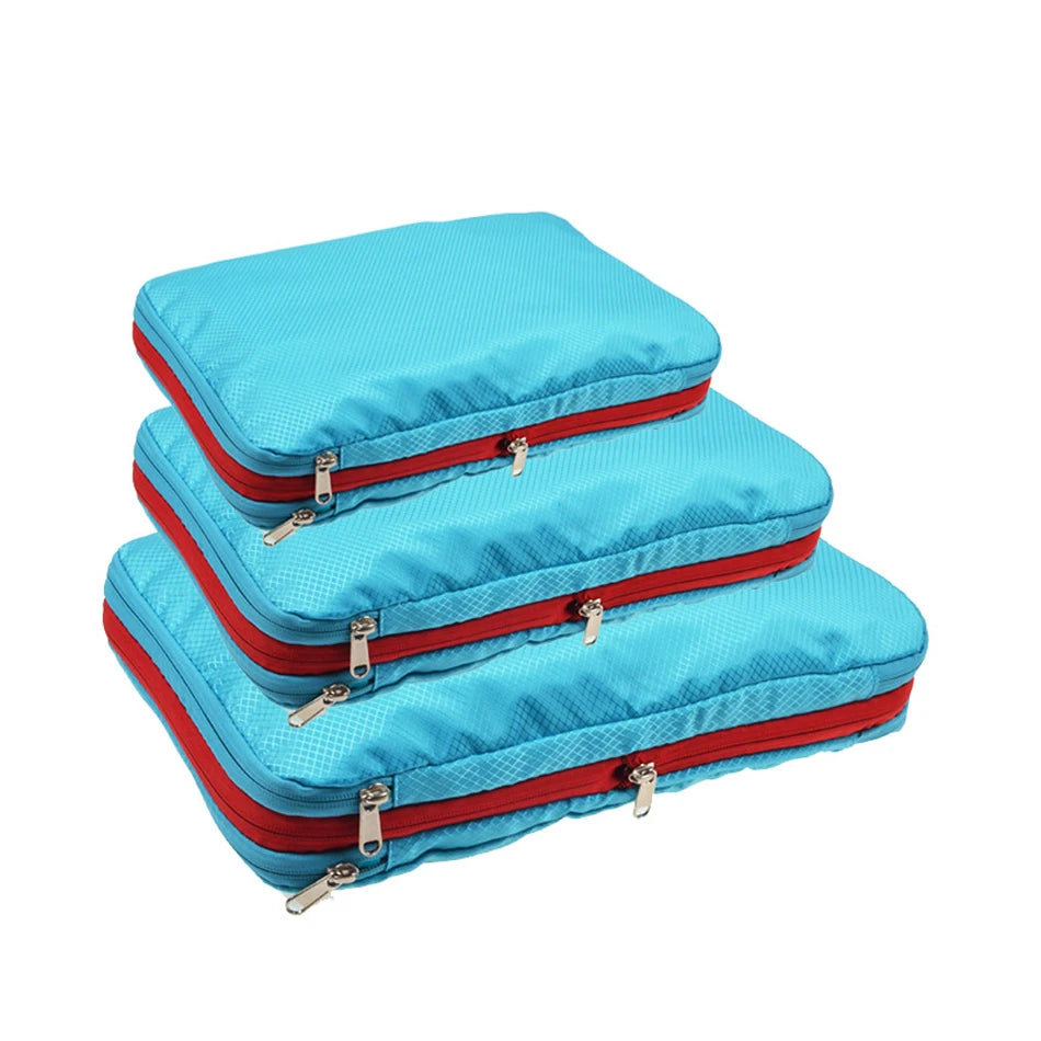 Packing Cubes For Travel Double Compression Pouch Luggage Organizer Storage Bags Large Capacity/Waterproof With Sturdy Zipper