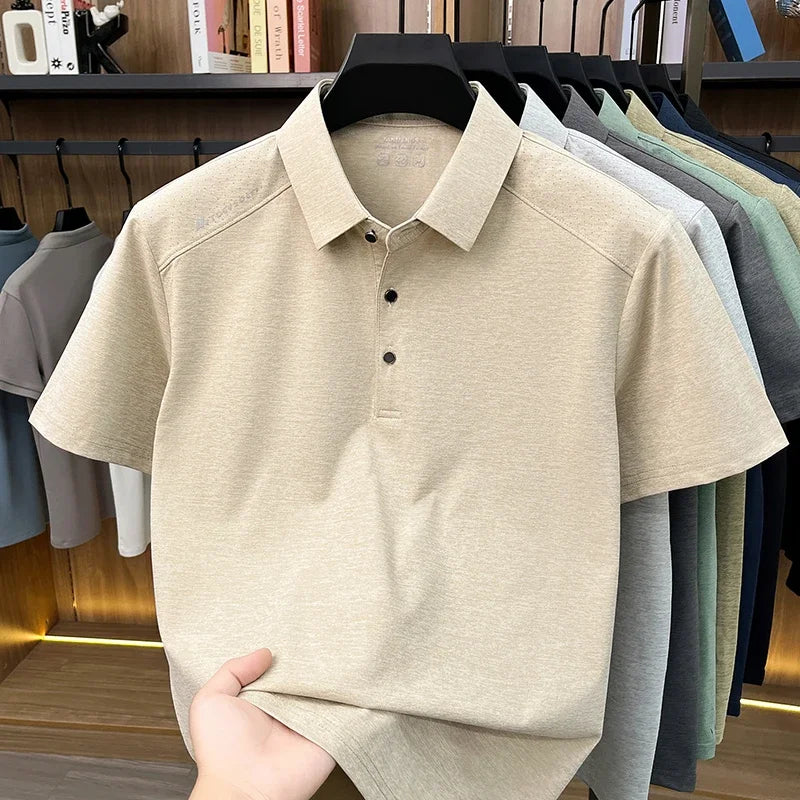 Mens Heathered Polo Shirts Short Sleeve Casual Business Golf Shirt Breathable Quick Dry Lightweight Summer Tops for Men