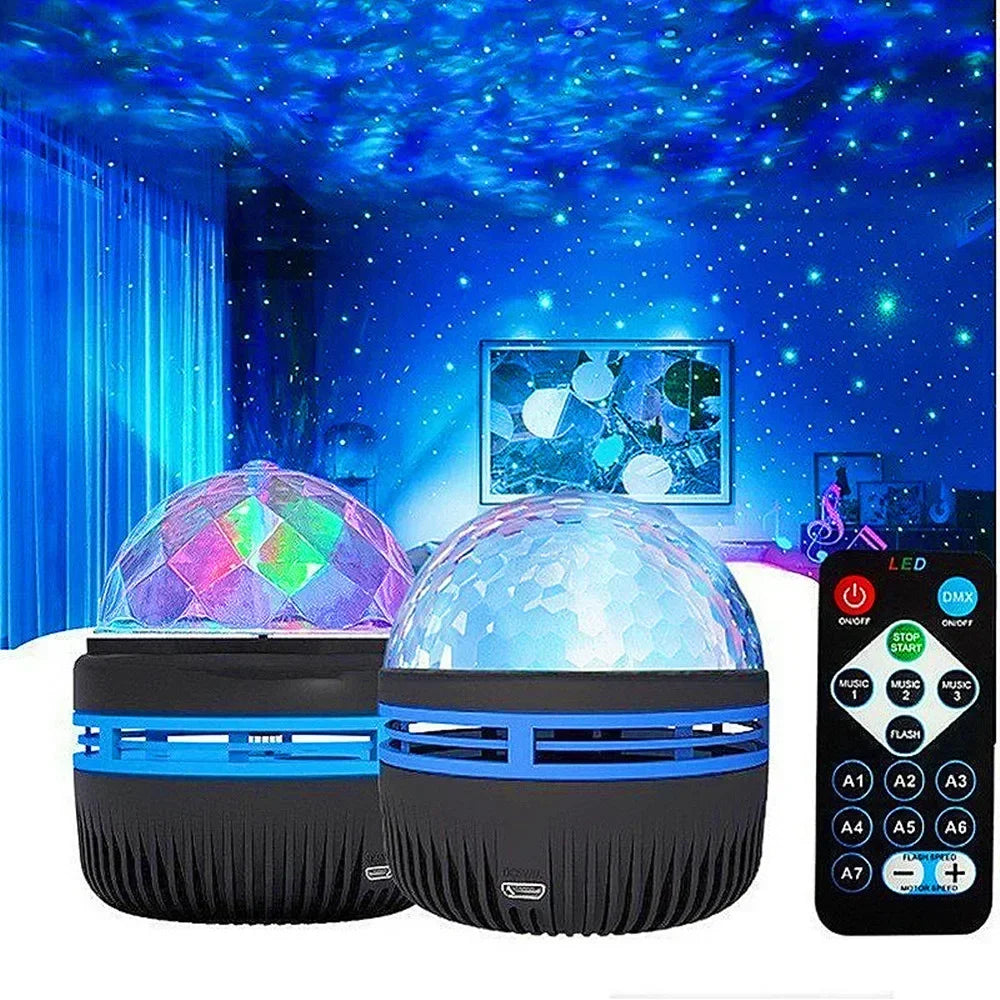 Galaxy Starry Sky Projector Light USB Remote Control Rotating Multicolour Night Light for Bedrooms Ambiance Christmas Decoration