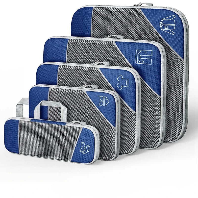 5PCS Compression Packing Cubes, Mesh Travel Packing Cubes for Suitcases, Lightweight Organizers Bag Set for Travel Essentials