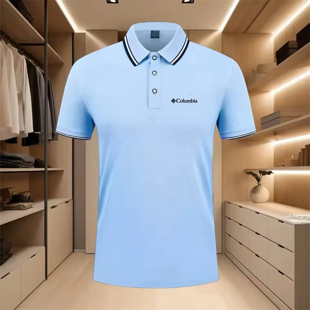 Men'S Casual Short Sleeve Polo Shirt with Print Striped Color Block Design Sporty Style Collared Golf Shirt for Summer