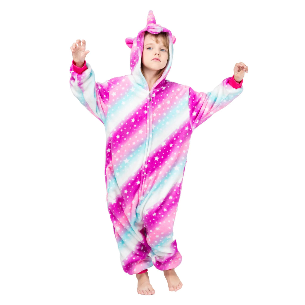 Children Pajamas Kids Unicorn Onesies Animal Cartoon Blanket Sleepers Winter Boys Girls Jumspuits Cosplay Costumes For Halloween