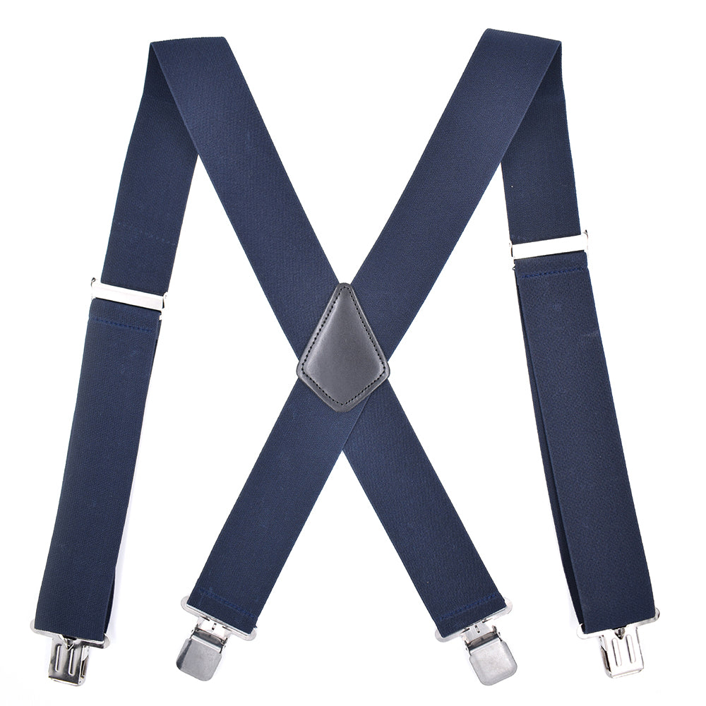 Heavy Duty Big Size Suspenders for Men Work Outdoor 2 Inch Wide X Back 4 Strong Clips Adjustable Elastic Trouser Braces Straps