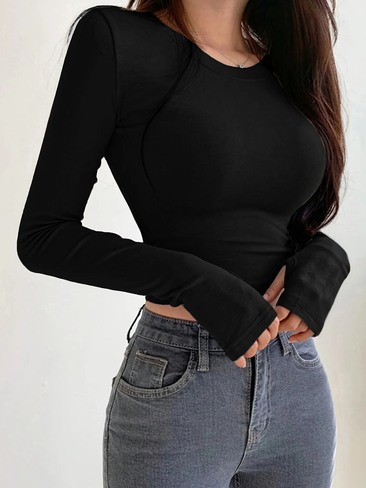 Autumn Winter Women's Long Sleeve T Shirt Slim Fit Tees Crop Tops Shirts Basic Tee Tops Workout Streetwear Y2K Fall Fashion 2025