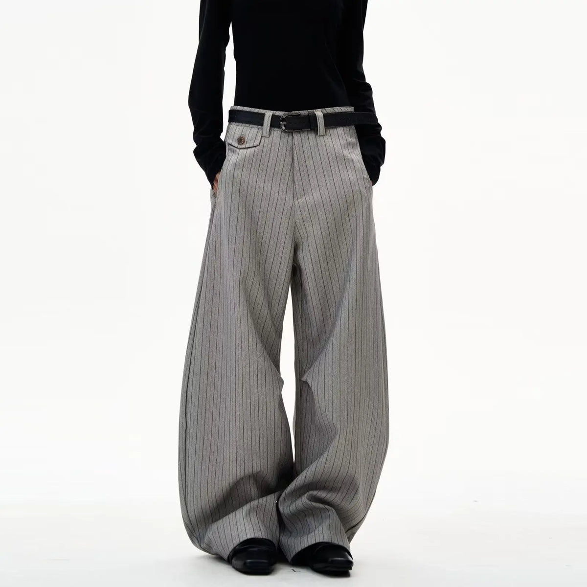 Old Money Striped Suit Pants Men Vintage Baggy Sweatpants Y2k Wide leg Casual Curved Loose Trousers Fashion Work wear