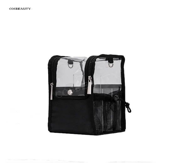 Travel Makeup Case With Acrylic Divider Organizer Storage with Makeup Brush Holder Case Stand-up Cosmetic Bag Artist Travel Bag