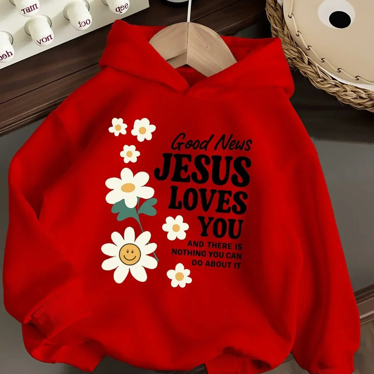 New autumn/winter children's hooded sweatshirt, decorated with daisies and smileyfacesa perfectChristmasgift for boys and girls.