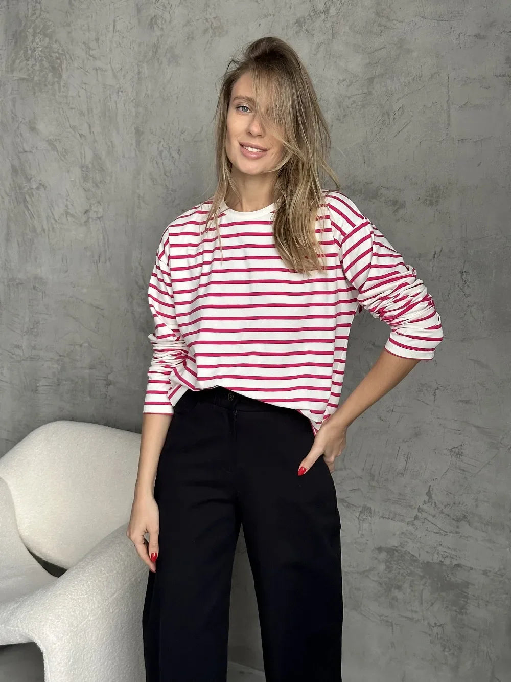 Wolfeel 2025 Summer Long Sleeve Striped T-Shirts Women Basic Casual Tops Female Cozy Loose Cotton Tees Harajuku T Shirt New