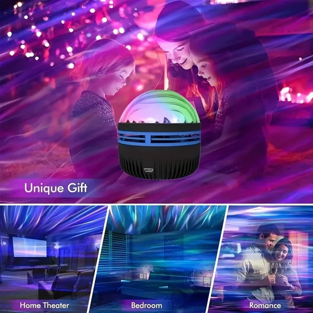 LED Starry Galaxy Projector Light RGB Smart Remote Control Star Aurora Lamp KTV USB Powered Auto Rotating for Home Bedroom Decor