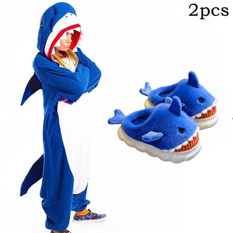 Blue Shark Onesie Pajamas Kigurumi Unicorn New Animal Men Women Adult  Cartoon Soft Halloween Party Costumes Jumpsuits Slipper