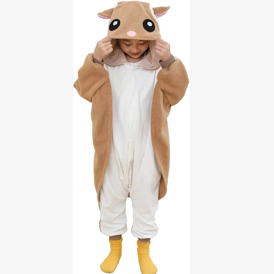 Kids Squirrel Onesie Animal Kigurumi Child Cosplay Costume Halloween Pajamas Christmas Gift Bat Pyjamas One-Piece Bodysuit