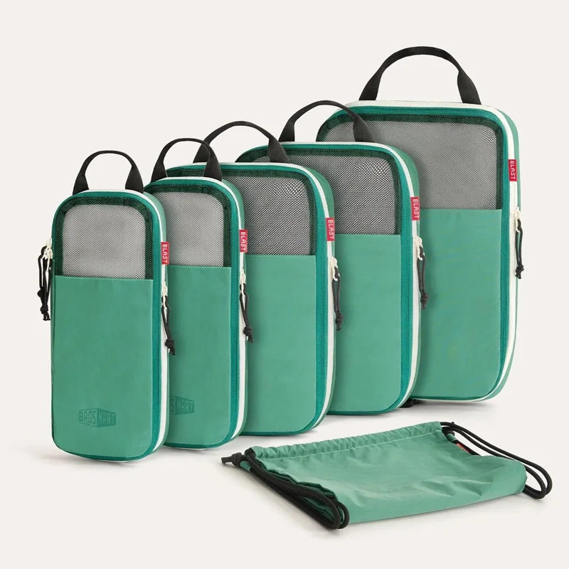 BAGSMART Compression Packing Cubes Expandable Travel Set Storage Bag 6 Pcs Travel Organizer Luggage Carry Suitcase