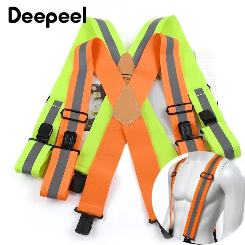 Heavy Duty Work Suspenders for Men X-Back Gripper Clasps Adjustable Strap Fully Elastic Adult Widen Men's Suspender
