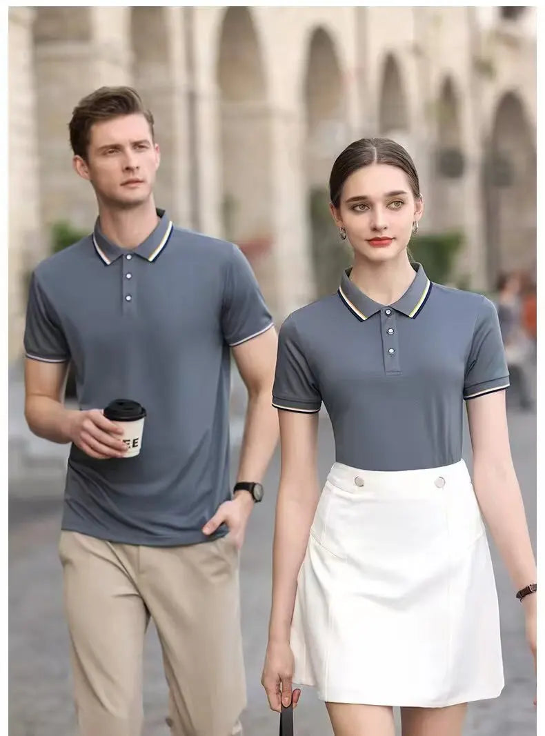 Classic Men Short Sleeve Polo Shirt 100% Mercerized Cotton Breathable Summer Golf Business Casual Athletic Tops