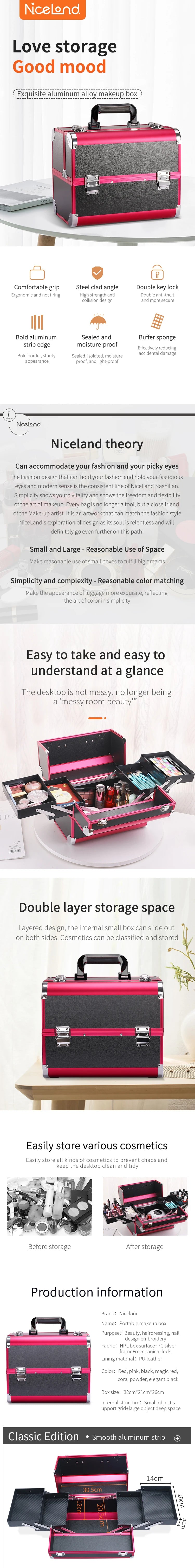 Makeup train case large portable cosmetic cases 4 trays professional makeup storage organizer box make up box