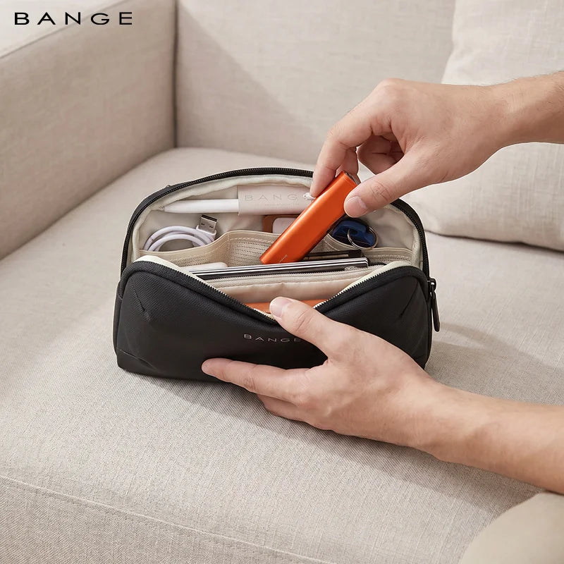 BANGE Digital Portable Organizer Case for Headphones Travel Closet Storage Bag YKK Zipper Accessories Charger Data Cable USB Bag