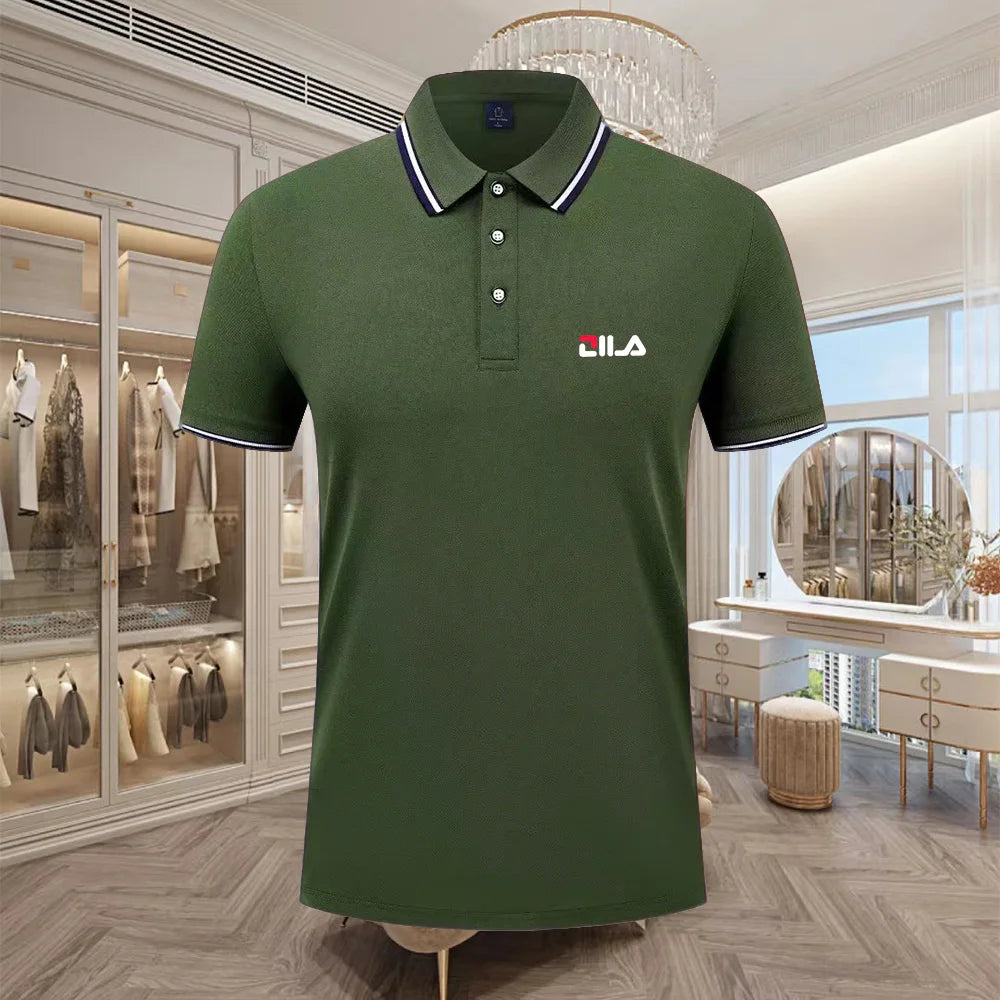 Classic Men Short Sleeve Polo Shirt 100% Mercerized Cotton Breathable Summer Golf Business Casual Athletic Tops