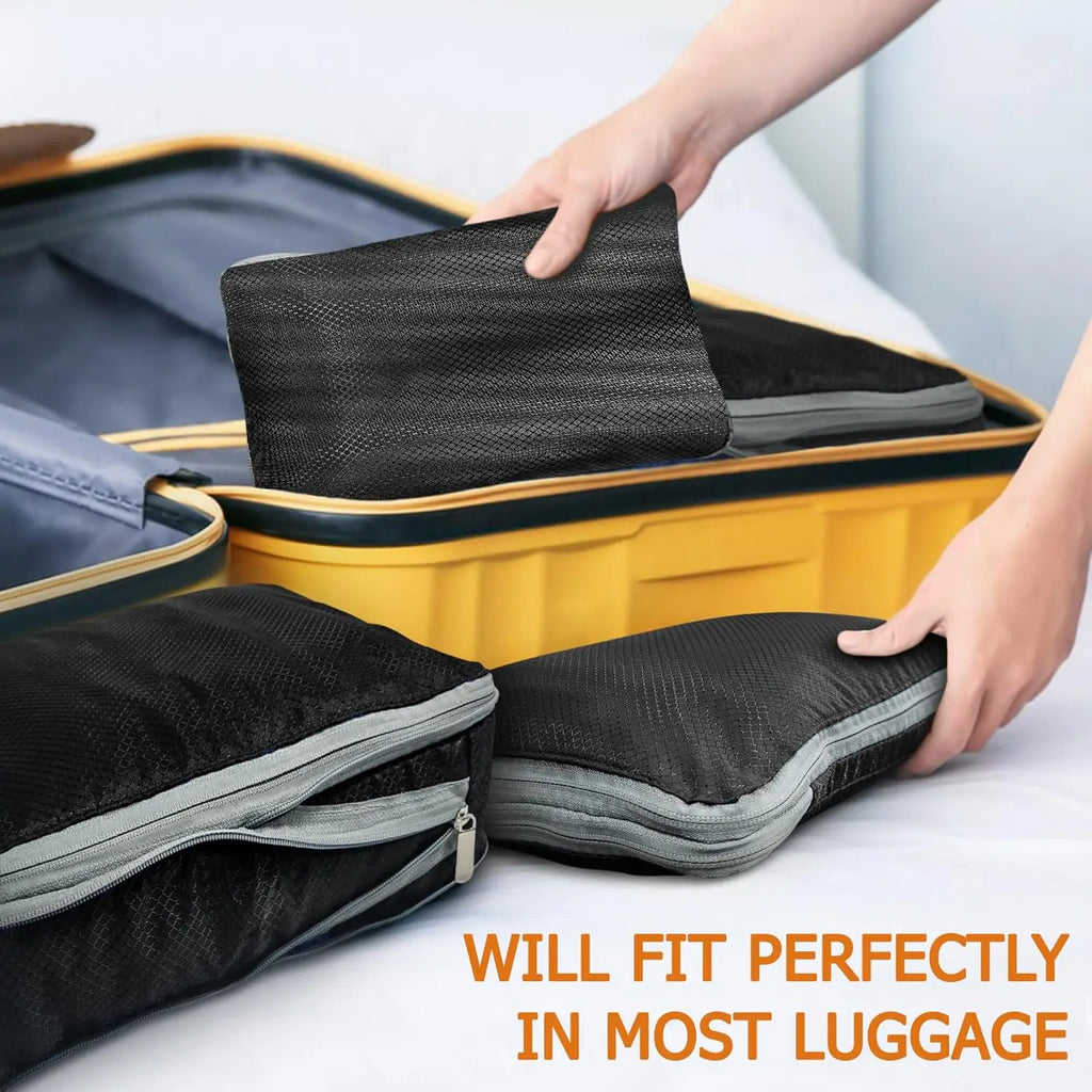 Compression Packing Cubes Travel Luggage Organizer for Carry on Luggage Large Capacity Suitcase Bags Set Waterproof Storage Bags
