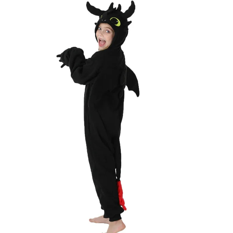 Black White Dragon Onesie Pajamas Kigurumi Unicorn Jumpsuit Animal Pijamas Christmas Halloween Cosplay Costume Cute Outfits