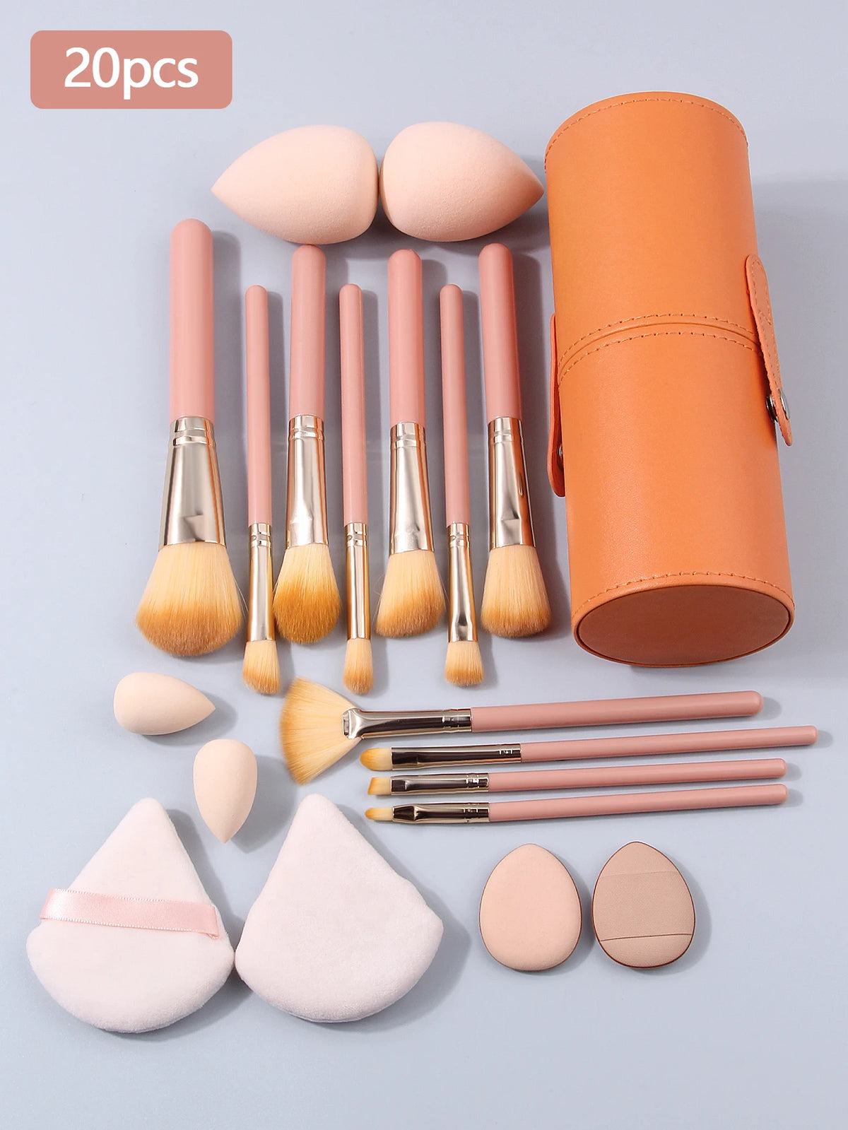 20/14/1PCS Professional Makeup Brush Set: 11 Brushes, Makeup Sponges, Powder Puffs, and Makeup Buckets