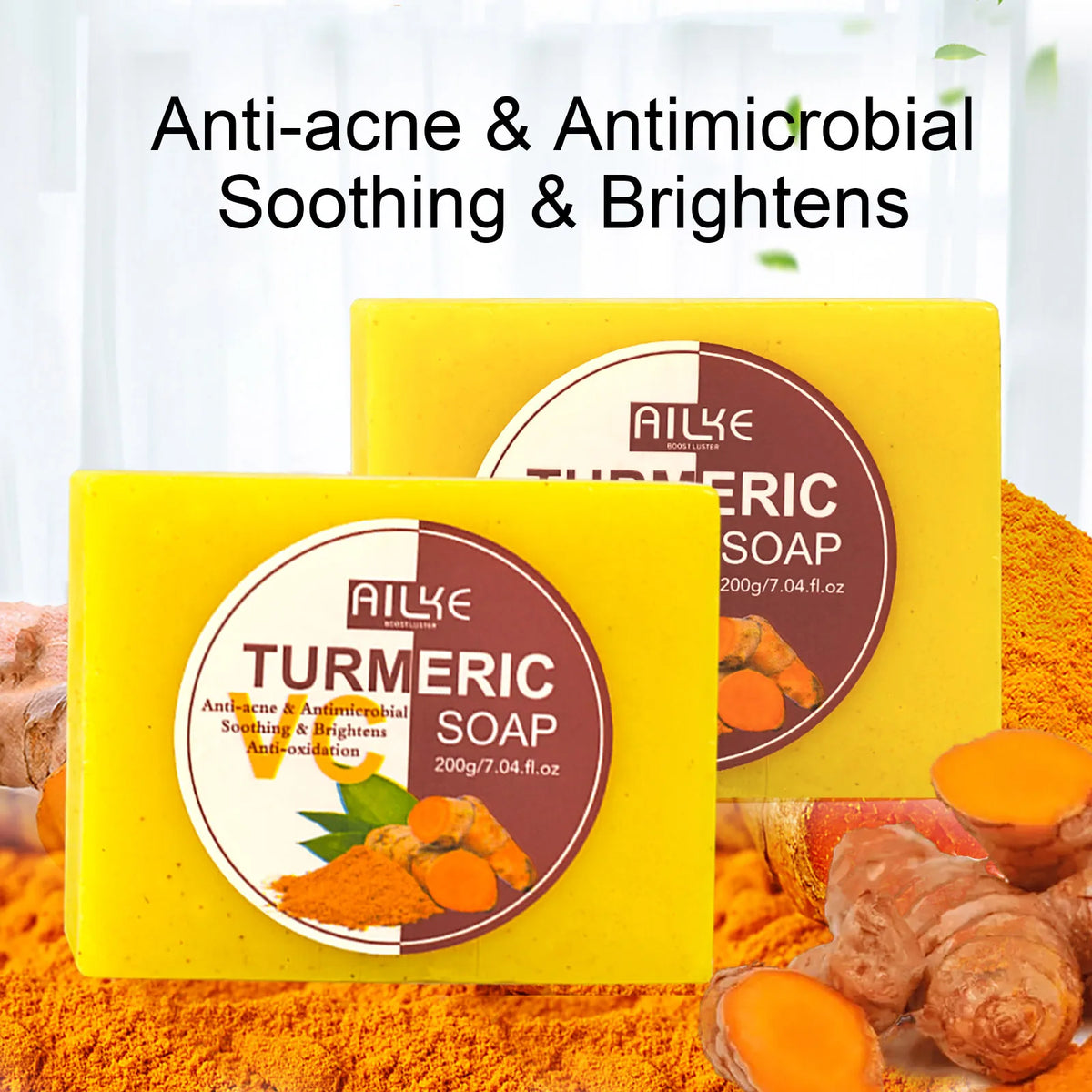 AILKE Organic Turmeric Whitening Skin Care Set, with Vitamin C, Clean Skin, Reduce Acne, Hydrating and Firming for Women