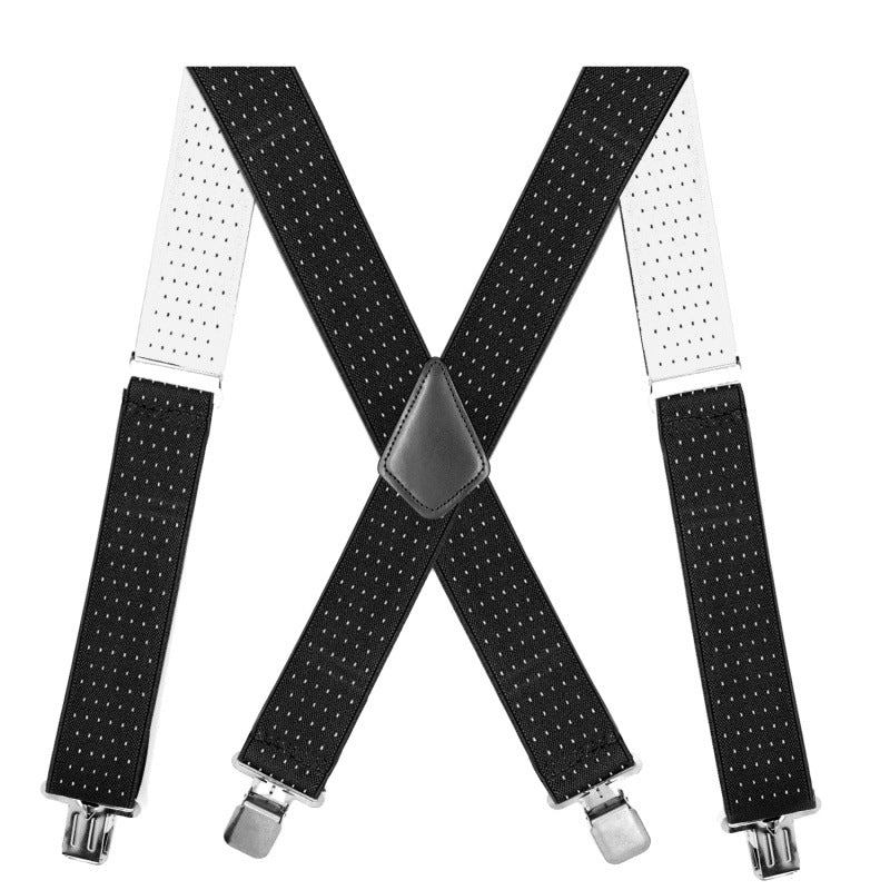 Heavy Duty Big Size Suspenders for Men Work Outdoor 2 Inch Wide X Back 4 Strong Clips Adjustable Elastic Trouser Braces Straps