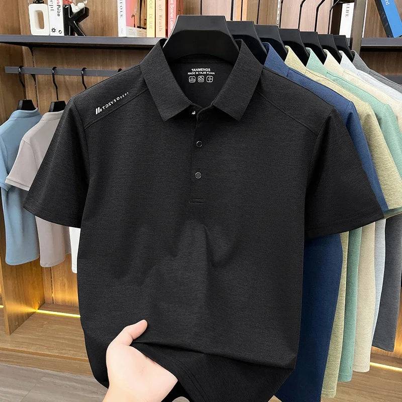 Mens Heathered Polo Shirts Short Sleeve Casual Business Golf Shirt Breathable Quick Dry Lightweight Summer Tops for Men
