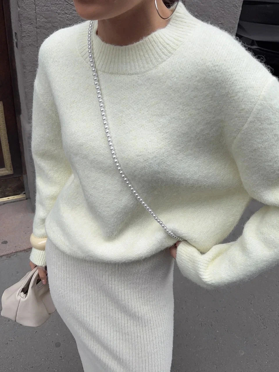 Hirsionsan Basic O Neck Basic Sleeve Sweater Women 2025 Oversized Short Knitted Wool Pullover Female Casual Thick Warm Soft Tops