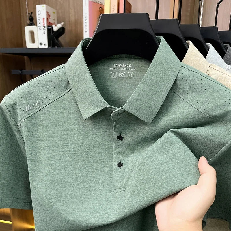 Mens Heathered Polo Shirts Short Sleeve Casual Business Golf Shirt Breathable Quick Dry Lightweight Summer Tops for Men