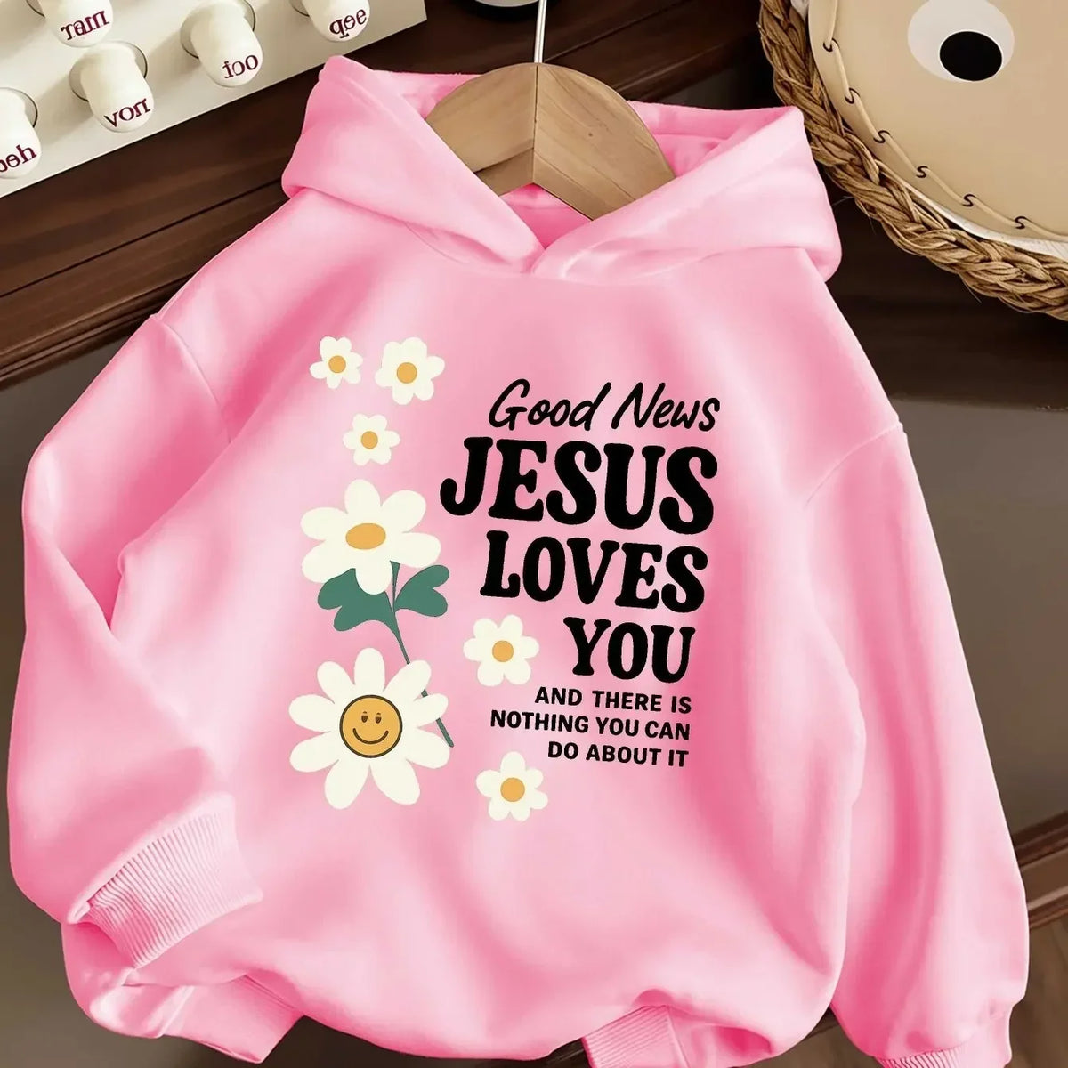 New autumn/winter children's hooded sweatshirt, decorated with daisies and smileyfacesa perfectChristmasgift for boys and girls.