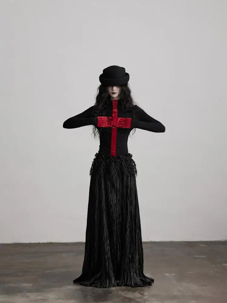 Seeslim Patchwork Turtleneck Women's T-shirt Goth 2000s Clothes Y2k Long Sleeve Autumn Winter Tops Tees Female Clothing Gothic