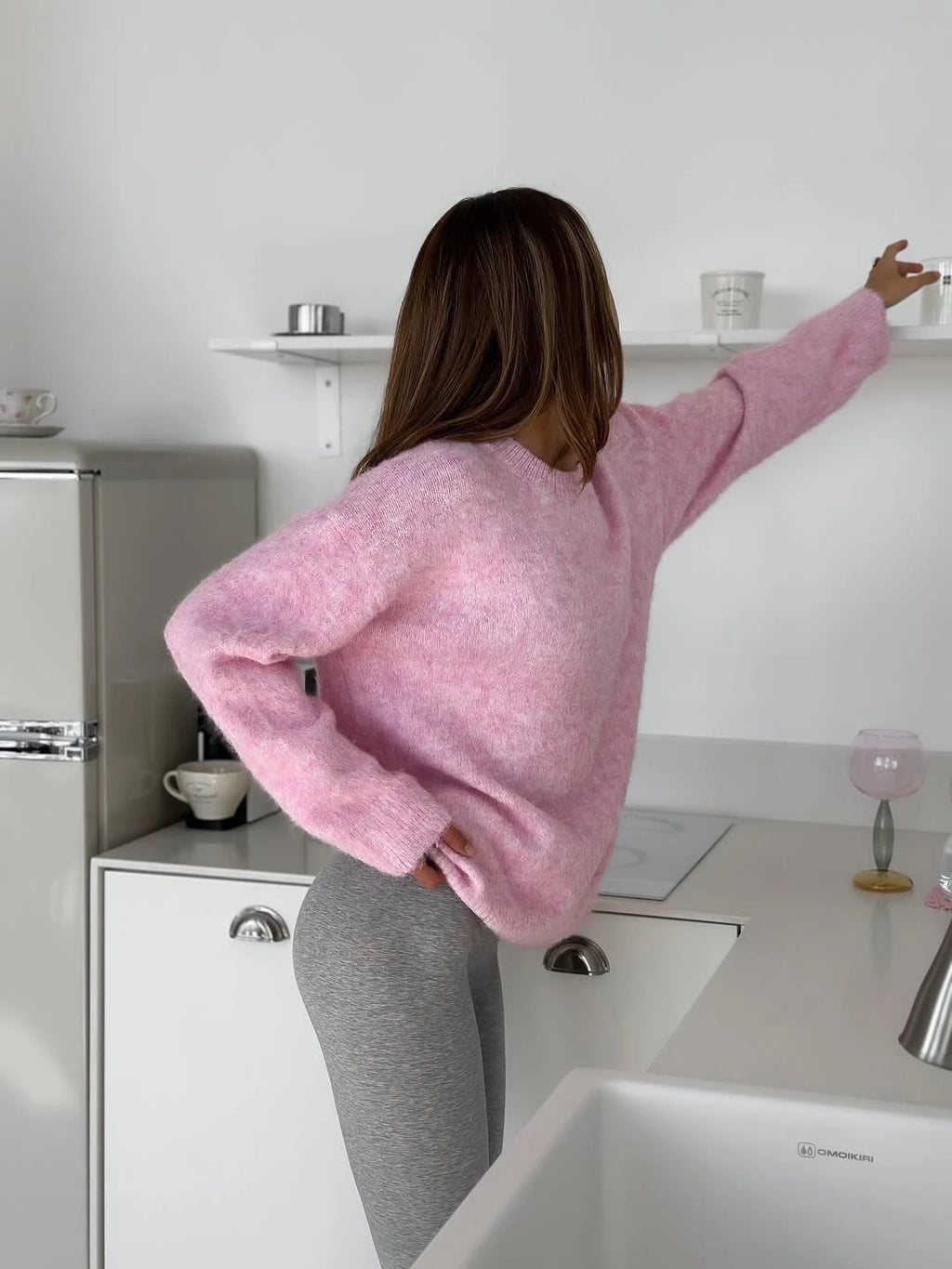 Hirsionsan Basic O Neck Basic Sleeve Sweater Women 2025 Oversized Short Knitted Wool Pullover Female Casual Thick Warm Soft Tops