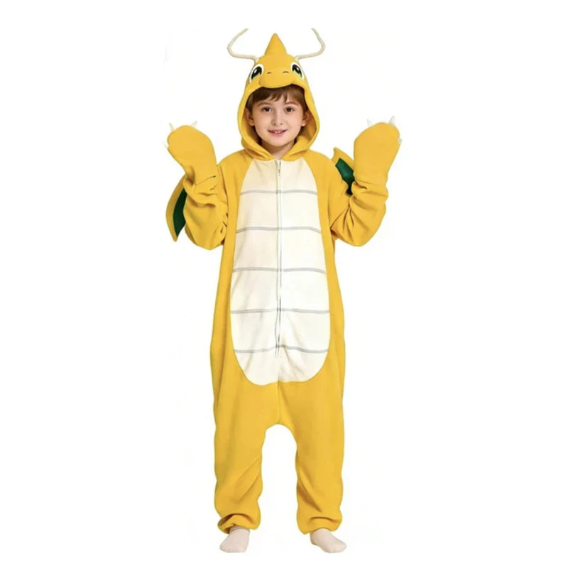 Women Onesies Dragnit Kigurumi Animal Pajamas Soft Fleece Yellow Dragon Cosplay Costume Halloween Christmas Party Outfit