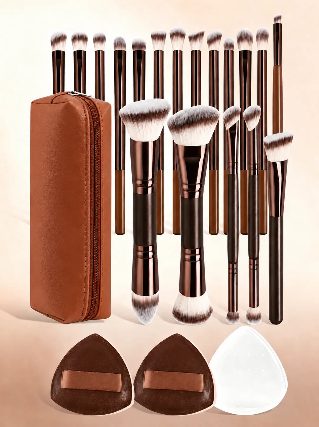 5pcs/18pcs/21pcs Makeup Tool Set, Including 18pcs Makeup Brush Sets+1pc Makeup Bag+2pcs Air Cushion Puff Accessories